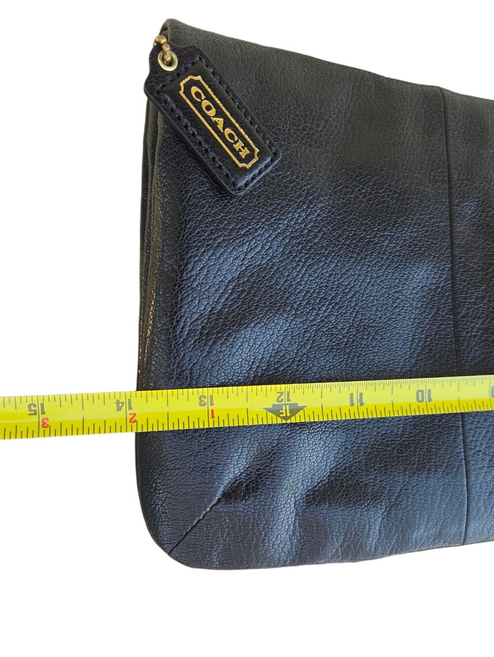Coach - Kristin Large 14" Long Black Leather Clutch With Gold Hardware - Picture 14 of 16